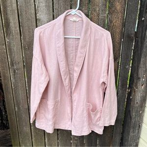Eileen Fisher 100% Organic Linen Shawl Collar Open Front Light Pink Blazer Sz XS